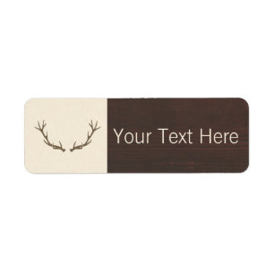 Étiquette Motif moderne Deer Antlers sur bois Brown rustique