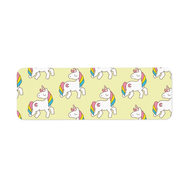Étiquette Motif Pastel Yellow Unicorn (Devant)