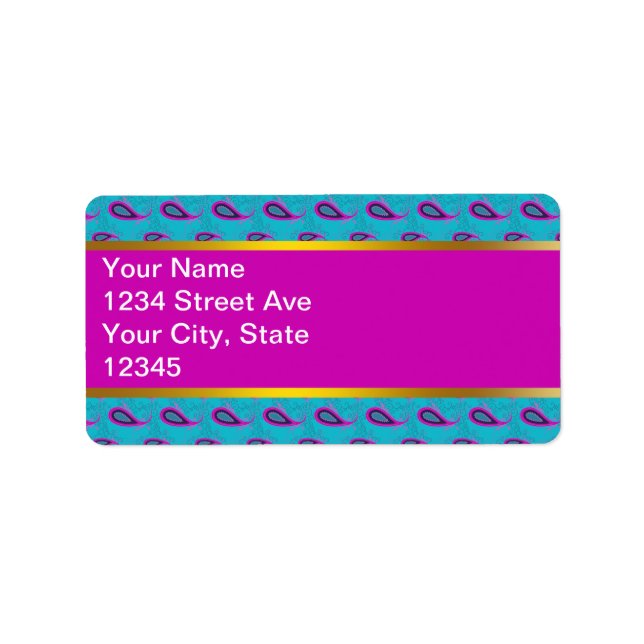 Étiquette Motif Peacock et Magenta Paisley (Devant)