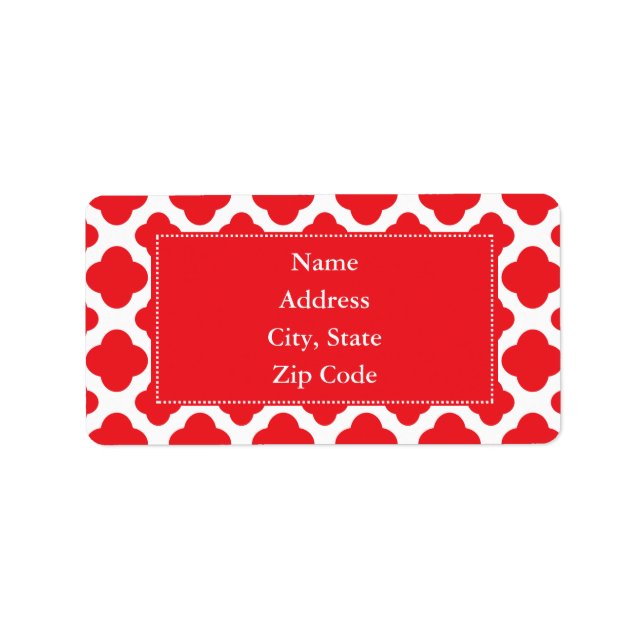 Étiquette Motif personnalisé Red Quatrefoil (Devant)