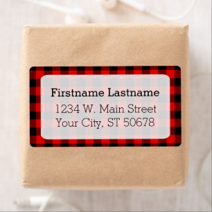 Étiquette Motif Plaid personnalisé rouge noir pays