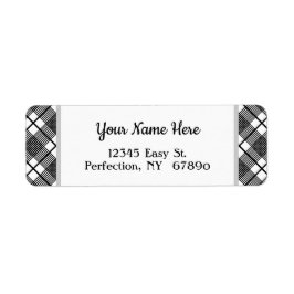 Étiquette Motif plaqué blanc noir - Adresse de retour modifi