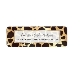 Étiquette Motif Poster de animal de la Giraffe Brown Gold de