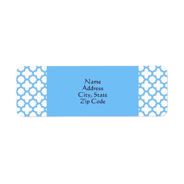 Étiquette Motif Quatrefoil bleu (Devant)