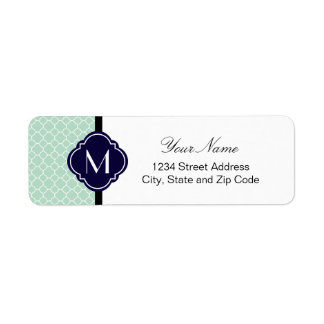 Étiquette Motif Quatrefoil de Mint avec Monogramme