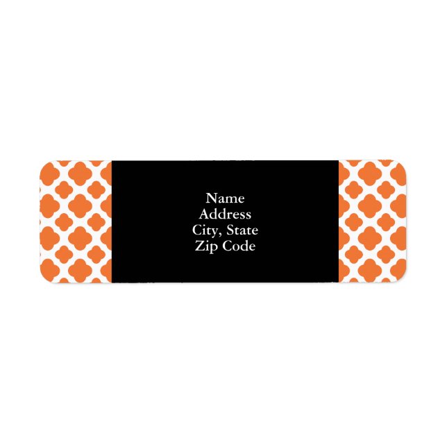 Étiquette Motif Quatrefoil orange et blanc (Devant)