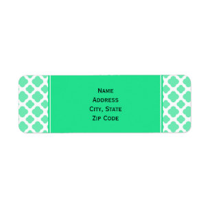 Étiquette Motif Quatrefoil vert Mint Seafoam