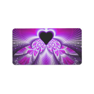Étiquette Motif rose et pourpre abstrait de fractale