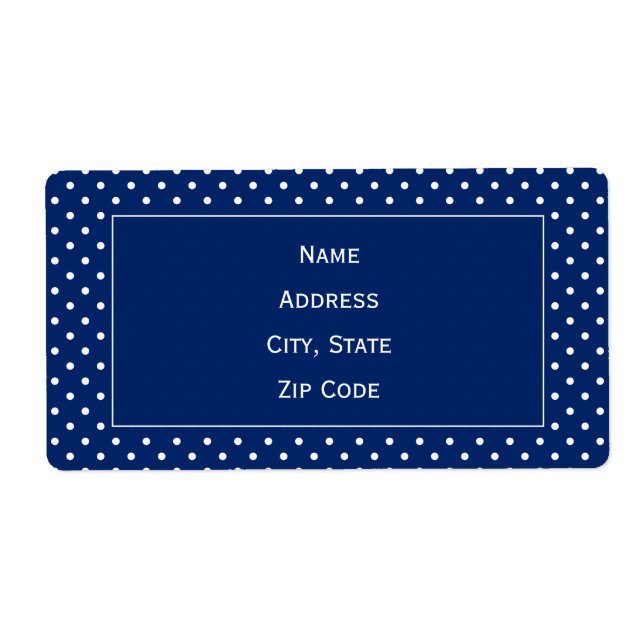 Étiquette Motif Royal Blue and White Polka Dot (Devant)