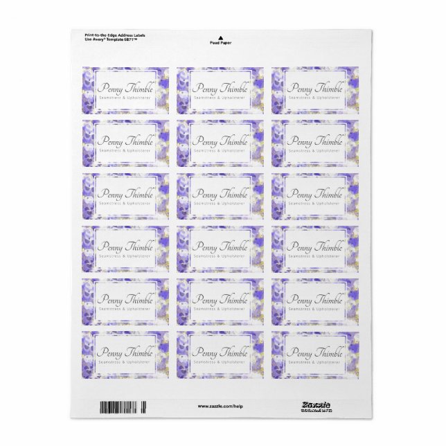 Étiquette Motif tourbillonnant en marbre violet (Feuille entière)