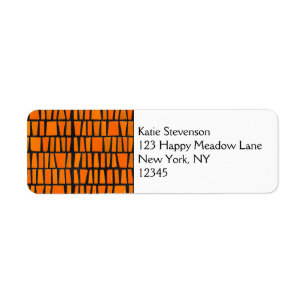 Étiquette Motif tribal d'Afrique orange et noire