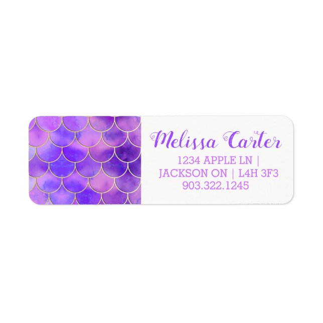Étiquette Motif Ultra Violet & Gold Mermaid (Devant)