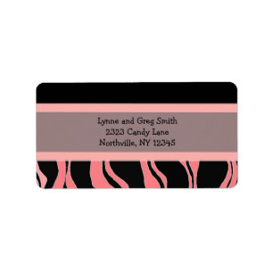 Étiquette Motif zèbre noir et rose