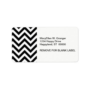 Étiquette Motif ZigZag Chevron Large Noir et Blanc