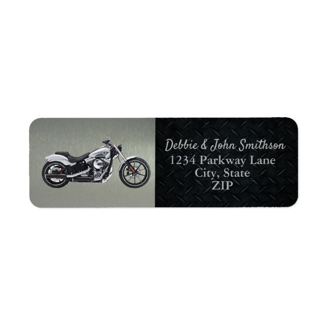 Étiquette Moto Adresse de retour Black Silver Men (Devant)