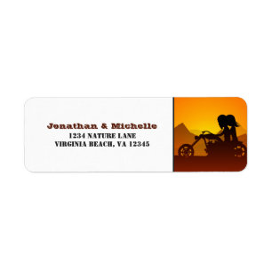 Étiquette Motorcycle Couple Mountain Sunset/Sunrise Adresse