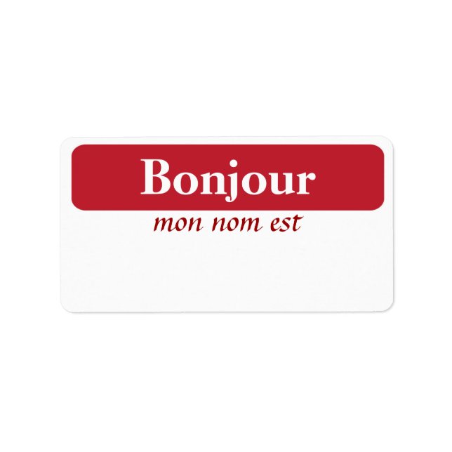 Étiquette Mots clés Nom Bonjour (Devant)