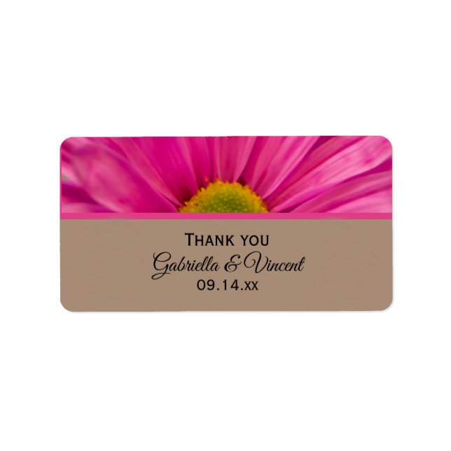 Étiquette Mots clés Pink Gerber Daisy Mariage Merci Favorise (Devant)