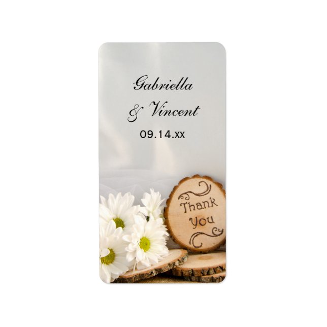 Étiquette Mots clés Rustic Daisy Woods Mariage Merci Favoris (Devant)