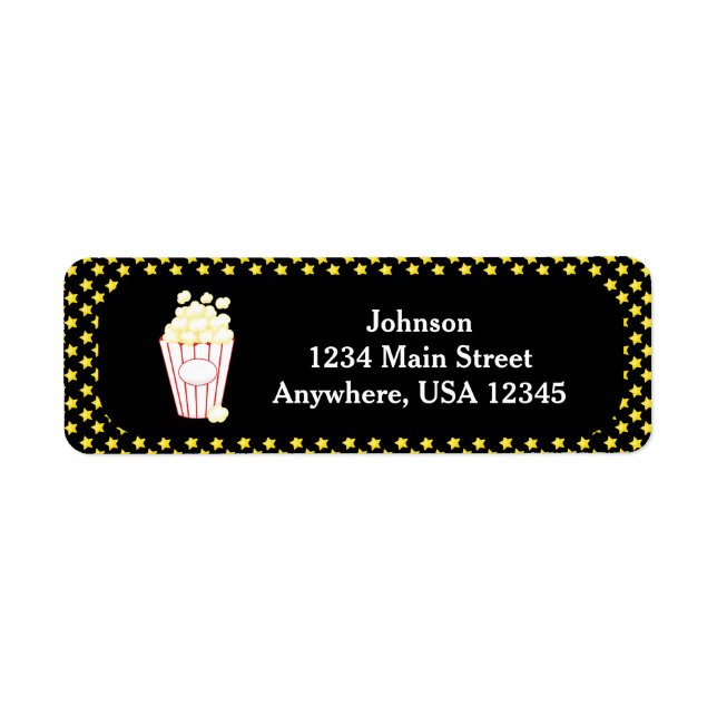 Étiquette Movie Night Thème | Popcorn | Personnalisé (Devant)