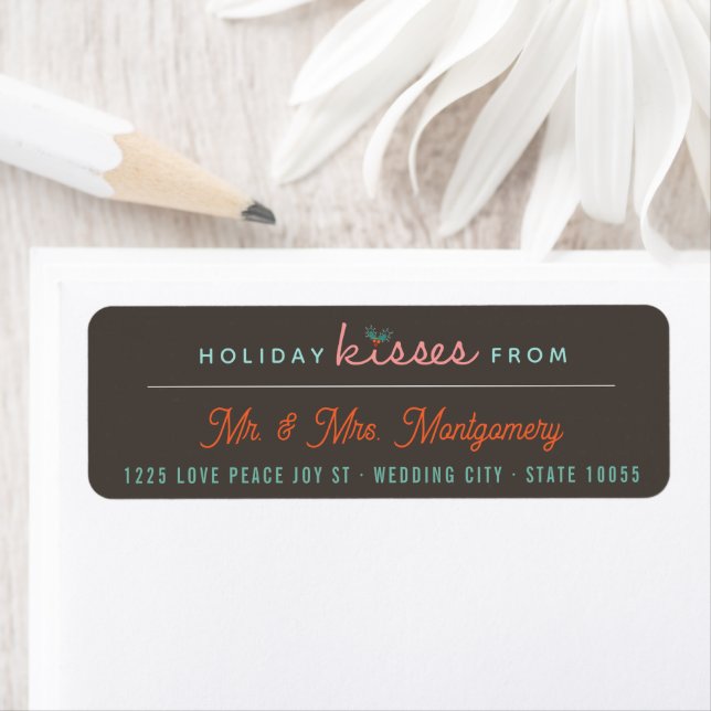 Étiquette Mr & Mrs 1st Christmas Mistletoes Mariage de vacan (En situation)