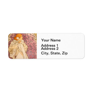Étiquette Mucha Art nouveau femme beauté