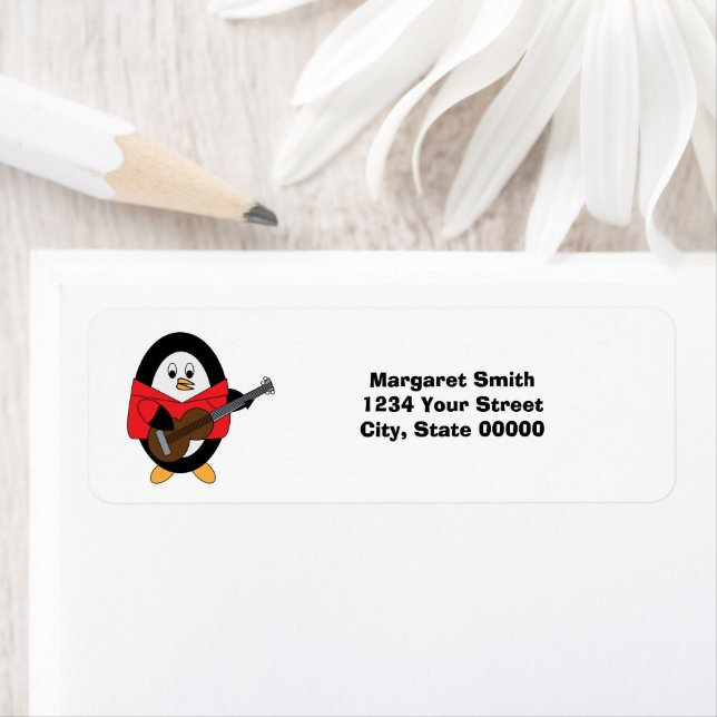 Étiquette Musicien de guitare Penguin Personnaliser l'adress (En situation)