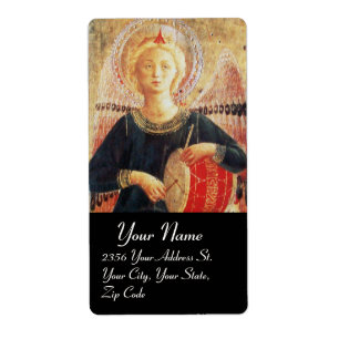 Étiquette MUSIICAL ANGEL IN RED AND GOLD ,Black