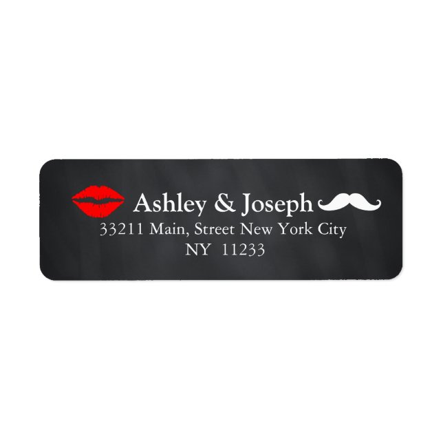 Étiquette Mustache en tableau noir et Monogramme personnalis (Devant)