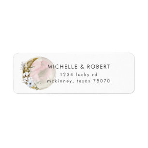 Étiquette mystique lune bohème rose retour Adresse