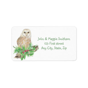 Étiquette Nacre de Noël Chouette Oiseau Nature Custom Art