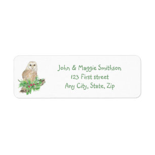Étiquette Nacre de Noël Chouette Oiseau Nature Custom Art Ét
