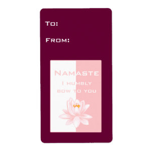 Étiquette Namaste avec fleur de lotus