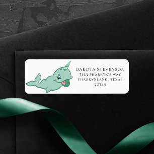 Étiquette Narwhal Green   Adresse de dessin Mint Chibi