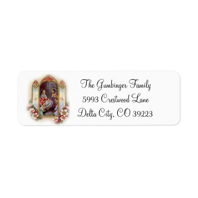 Étiquette Nativité de Noël Jésus Mary Joseph (Devant)
