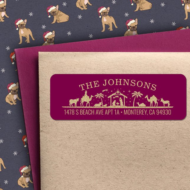 Étiquette Nativité Scène Bébé Jésus Christ Adresse de retour (Créateur téléchargé)