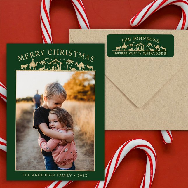 Étiquette Nativité Scène Bébé Jésus Christ Adresse de retour (Créateur téléchargé)