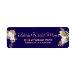 Étiquette Navy Blue Burgundy Gold Blush Wedding address