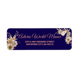 Étiquette Navy Blue Burgundy Gold Blush Wedding address labe