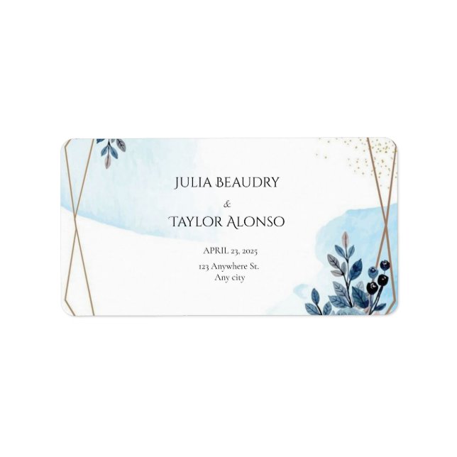 Étiquette Navy Blue Geometric Floral Wedding  (Devant)