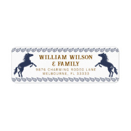 Étiquette Navy Blue Western Rodeo Horloge Adresse de retour