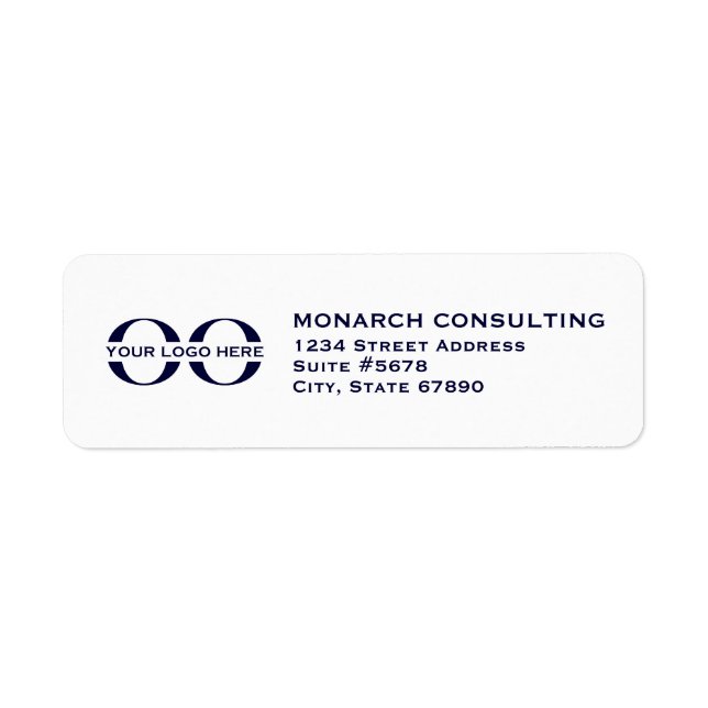 Étiquette Navy Blue White Business Logo Adresse de retour (Devant)