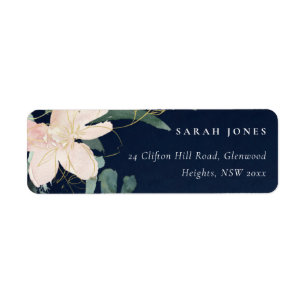 ÉTIQUETTE NAVY BLUSH GOLD FLORAL BUNCH WATERCOLOR ADRESSE