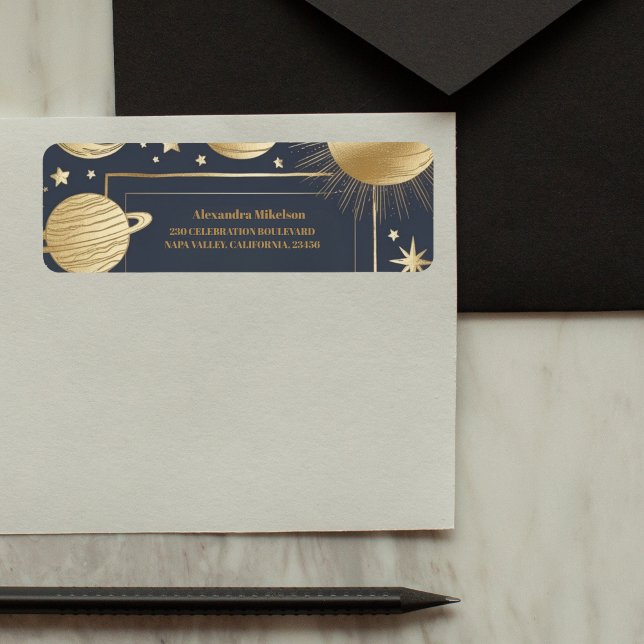 Étiquette Navy Or Dor Lune Croissant Céleste pour une Baby S (Créateur téléchargé)