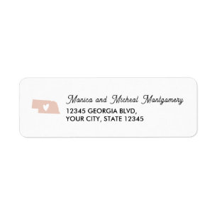 Étiquette NEBRASKA State Map with Heart - N'IMPORTE QUELLE C