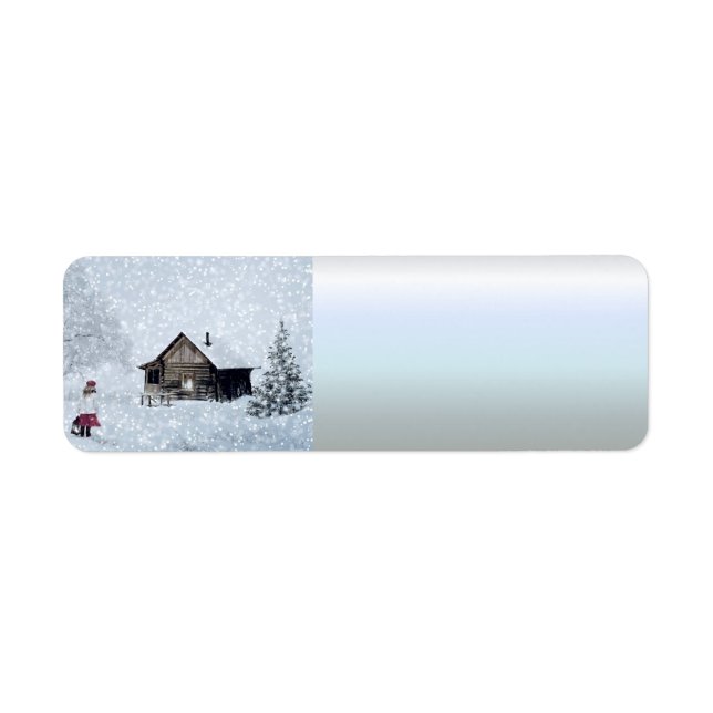 Étiquette Neige de Noël au Cabine (Devant)