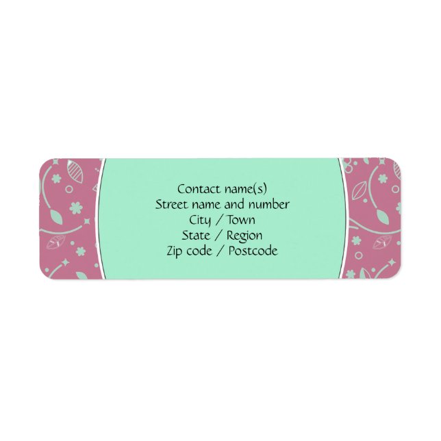Étiquette NEO MINT DUSKY PINK Floral Adresse personnalisée (Devant)