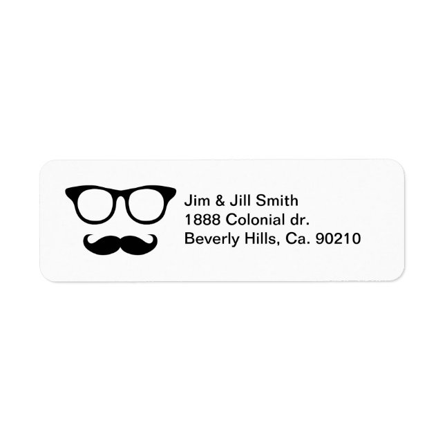Étiquette Nerdy Mustache Man (Devant)