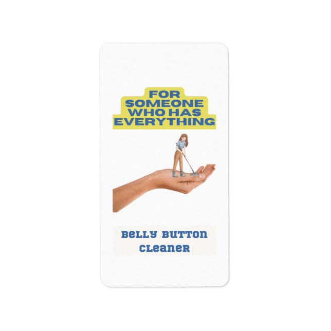 Étiquette Nettoyeur de bouton ventre, cadeau de plaisanterie (Devant)
