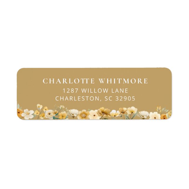 Étiquette Neutral Floral Return Address Label (Devant)